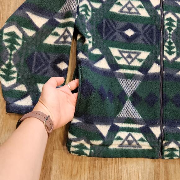 Vtg Aztec Southwestern Jacket Size XL Blue Green Full Zip Fleece Artsy Western - Picture 3 of 7